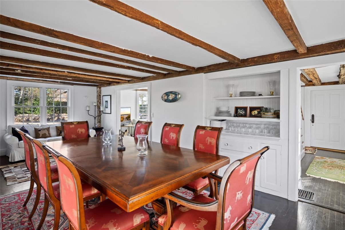 Dining room, Interior, Wooden Beams, Wood Texture Flooring