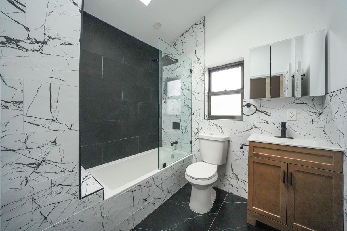 Bathroom, Glass Shower, Interior, Marble Walls