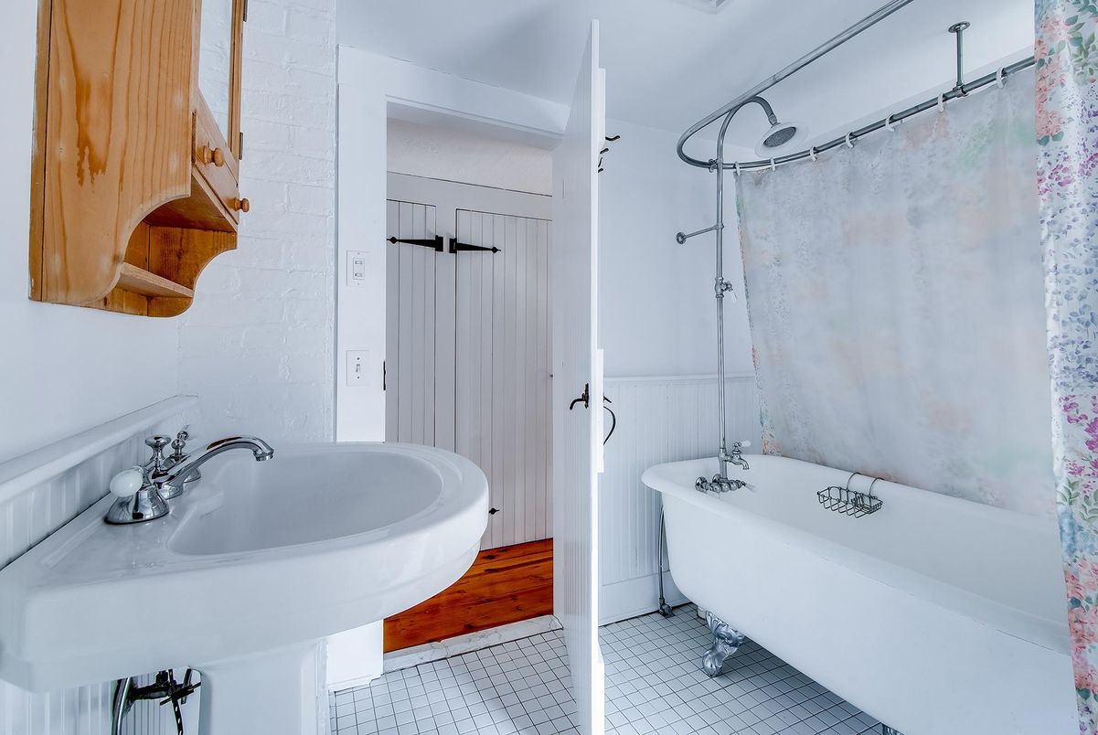 Bathroom, Free Standing Baths, Interior, Wood Texture Flooring