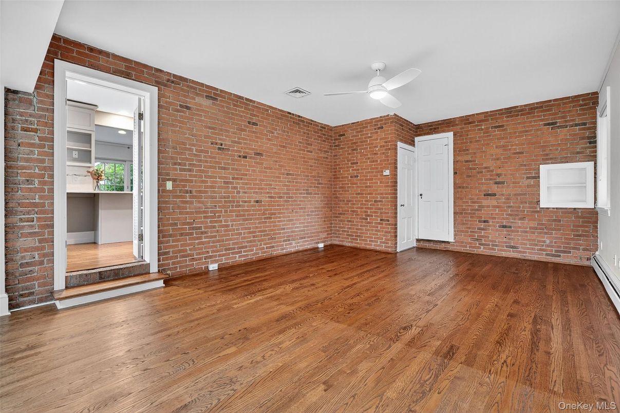 Empty room, Interior, Stone Walls, Wood Texture Flooring