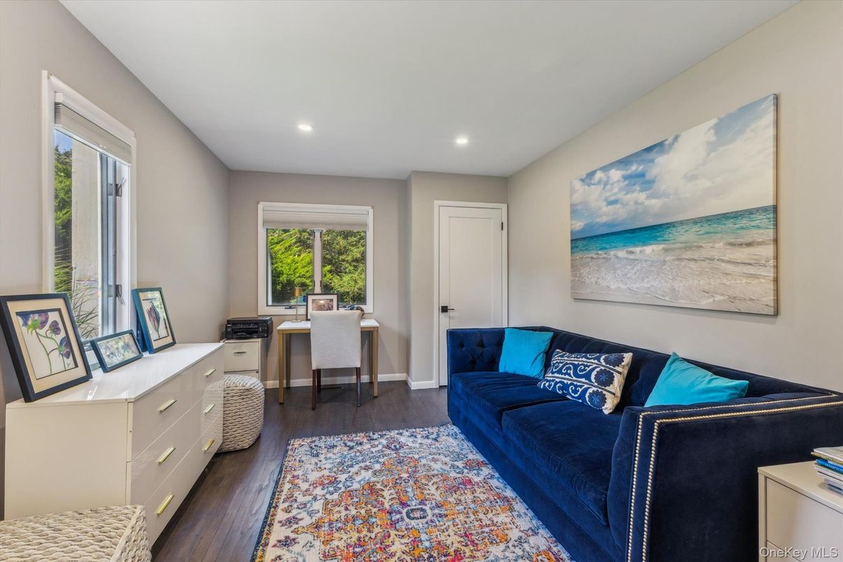 Home Office, Interior, Recessed Lighting, Wood Texture Flooring