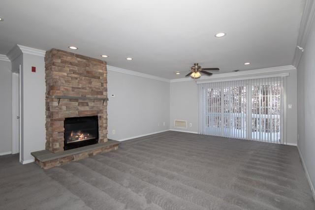 Empty room, Fireplace, Interior, Recessed Lighting