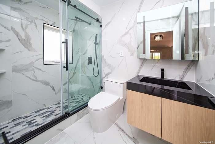 Bathroom, Glass Shower, Interior, Marble, Marble Walls