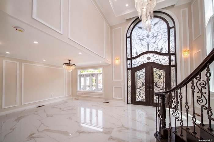 Chandelier, Interior, Marble, Recessed Lighting