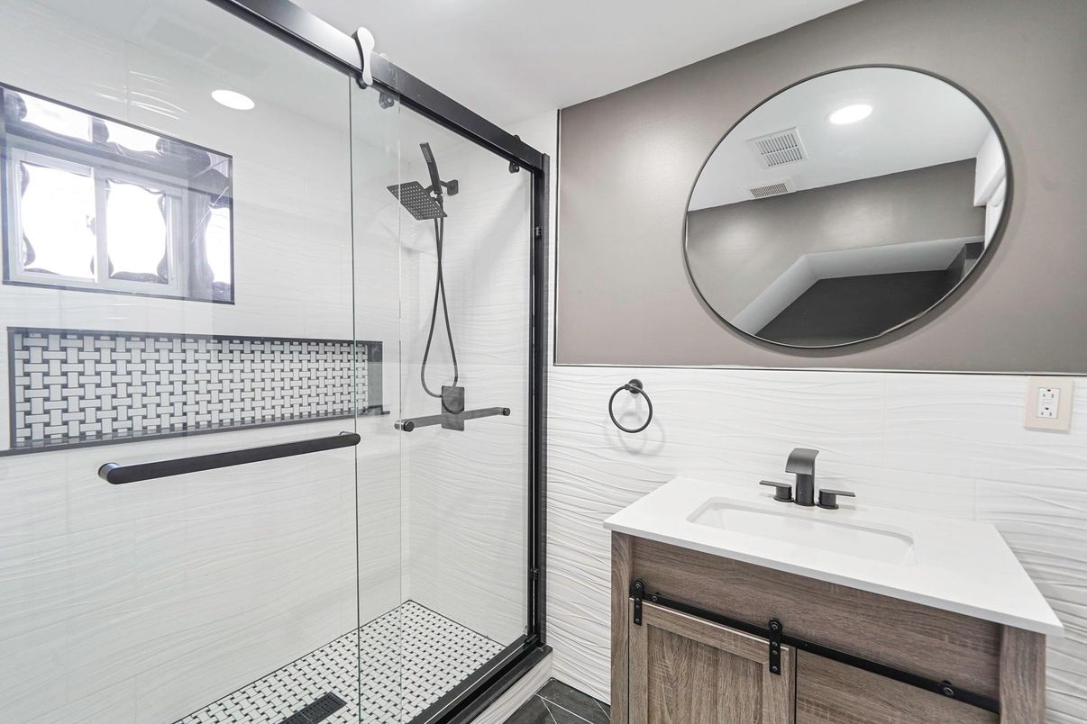 Bathroom, Glass Shower, Interior, Recessed Lighting