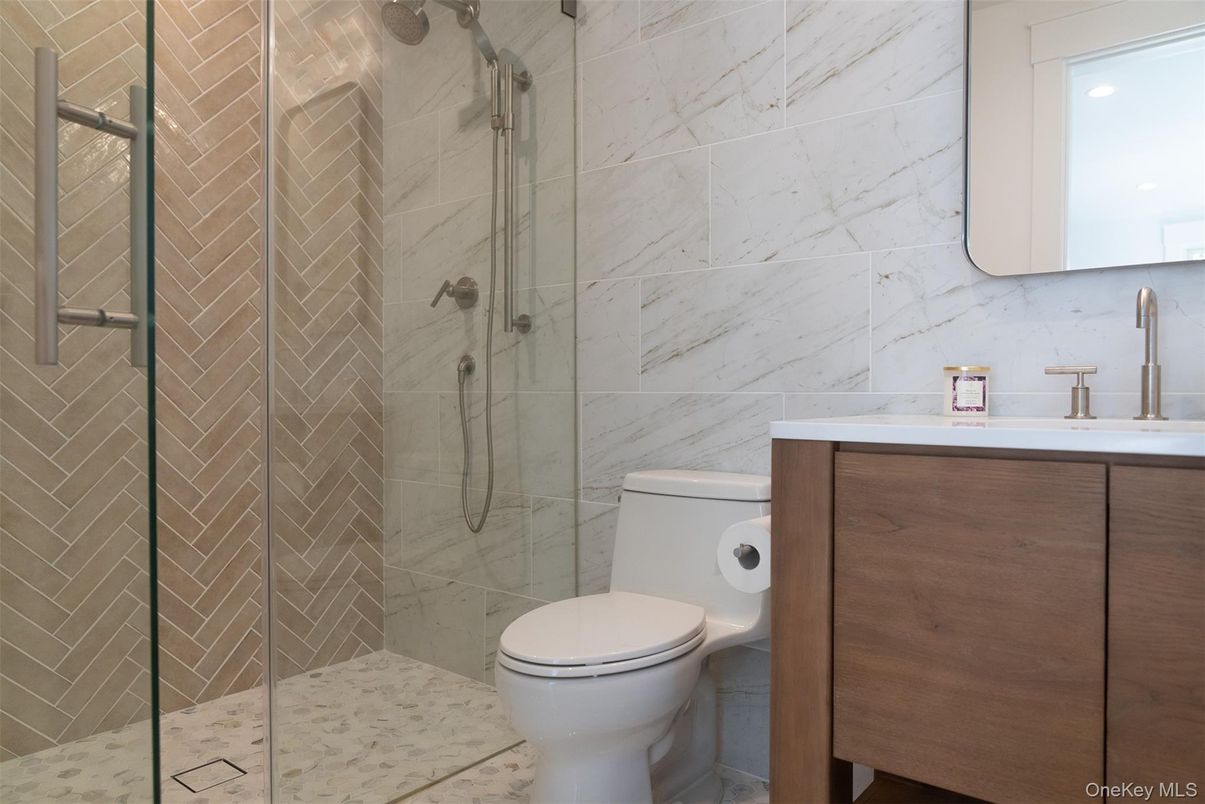 Bathroom, Glass Shower, Interior, Marble Walls