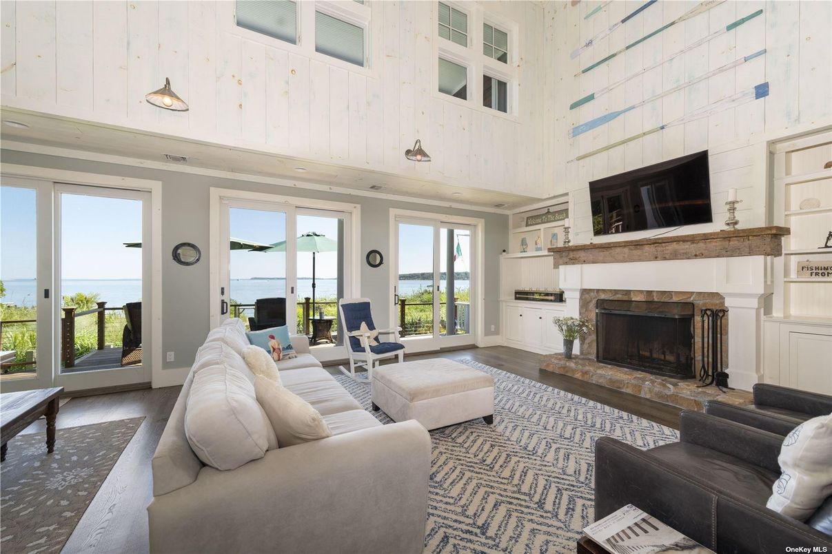 Fireplace, Interior, Living room, Water, Wood Texture Flooring