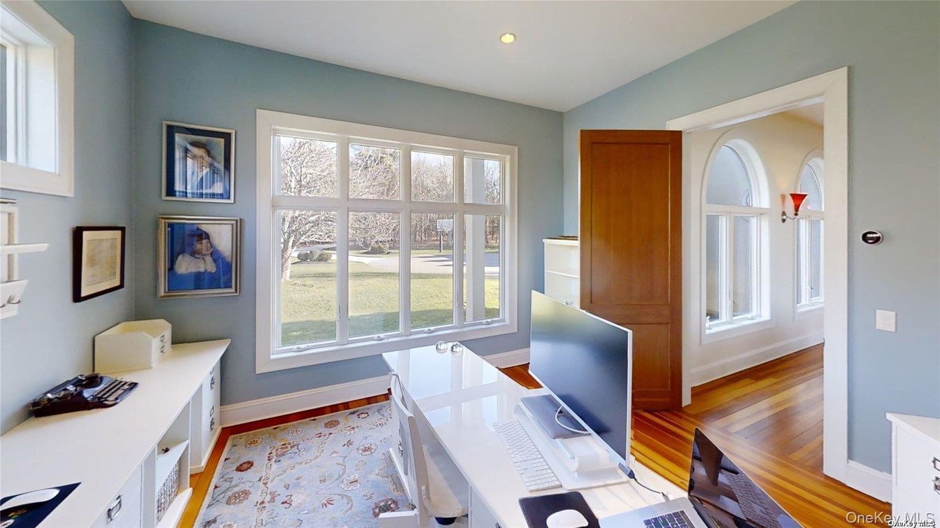 Home Office, Interior, Recessed Lighting, Wood Texture Flooring