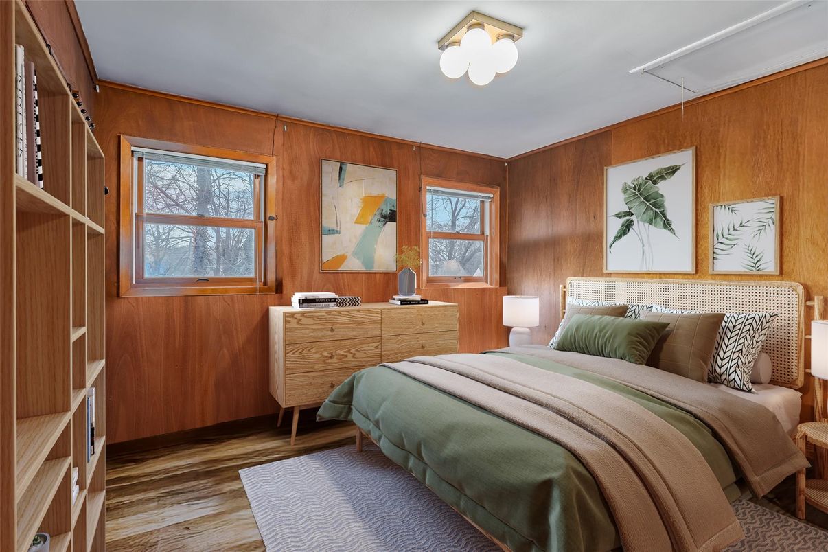 Bedroom, Interior, Wood Texture Flooring, Wooden Walls