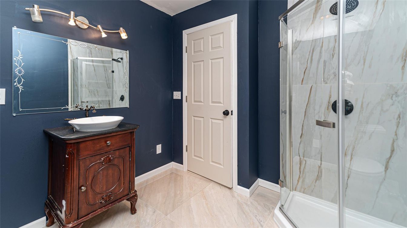 Bathroom, Glass Shower, Interior, Marble Walls
