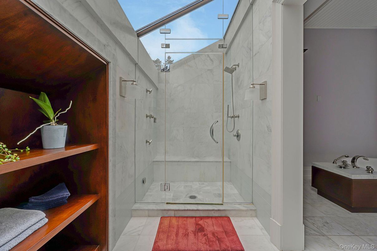 Bathroom, Glass Shower, Interior, Marble, Marble Walls