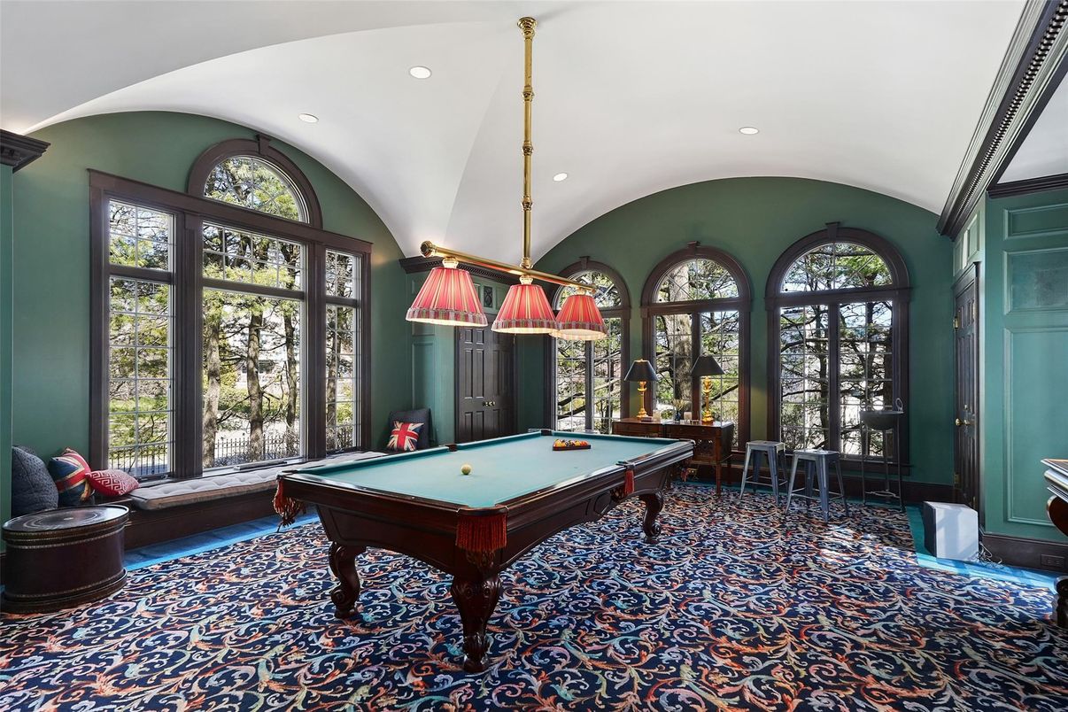 Billiard Table, Chandelier, Game Room, Interior, Pendant Lights, Recessed Lighting
