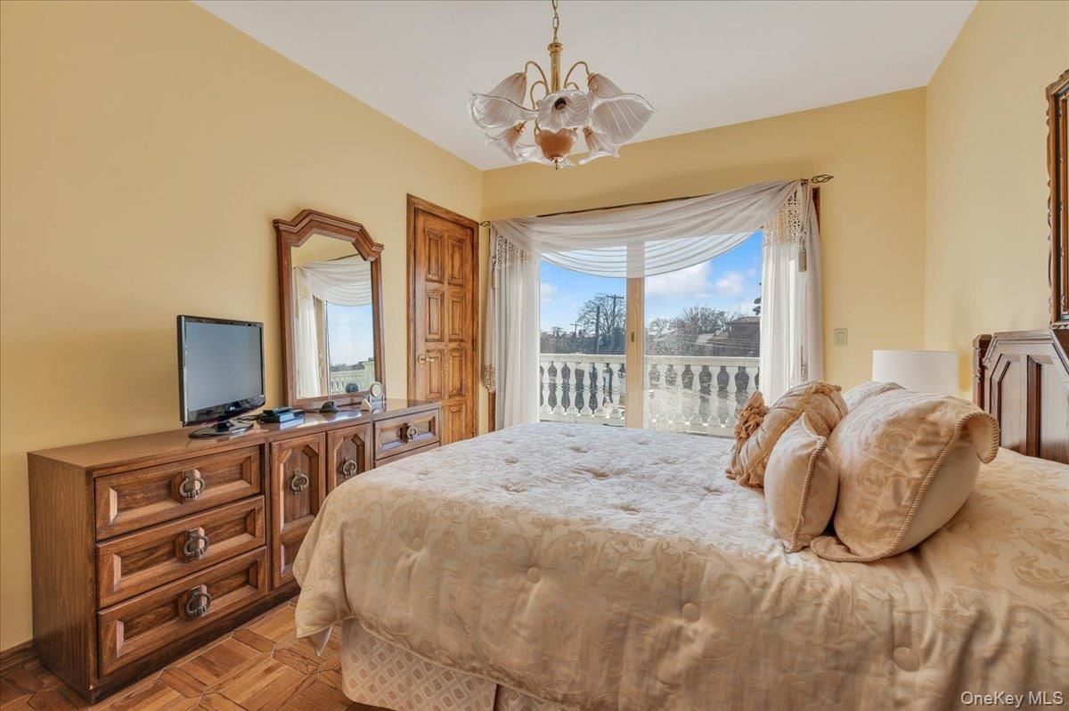 Bedroom, Chandelier, Interior, Wood Texture Flooring