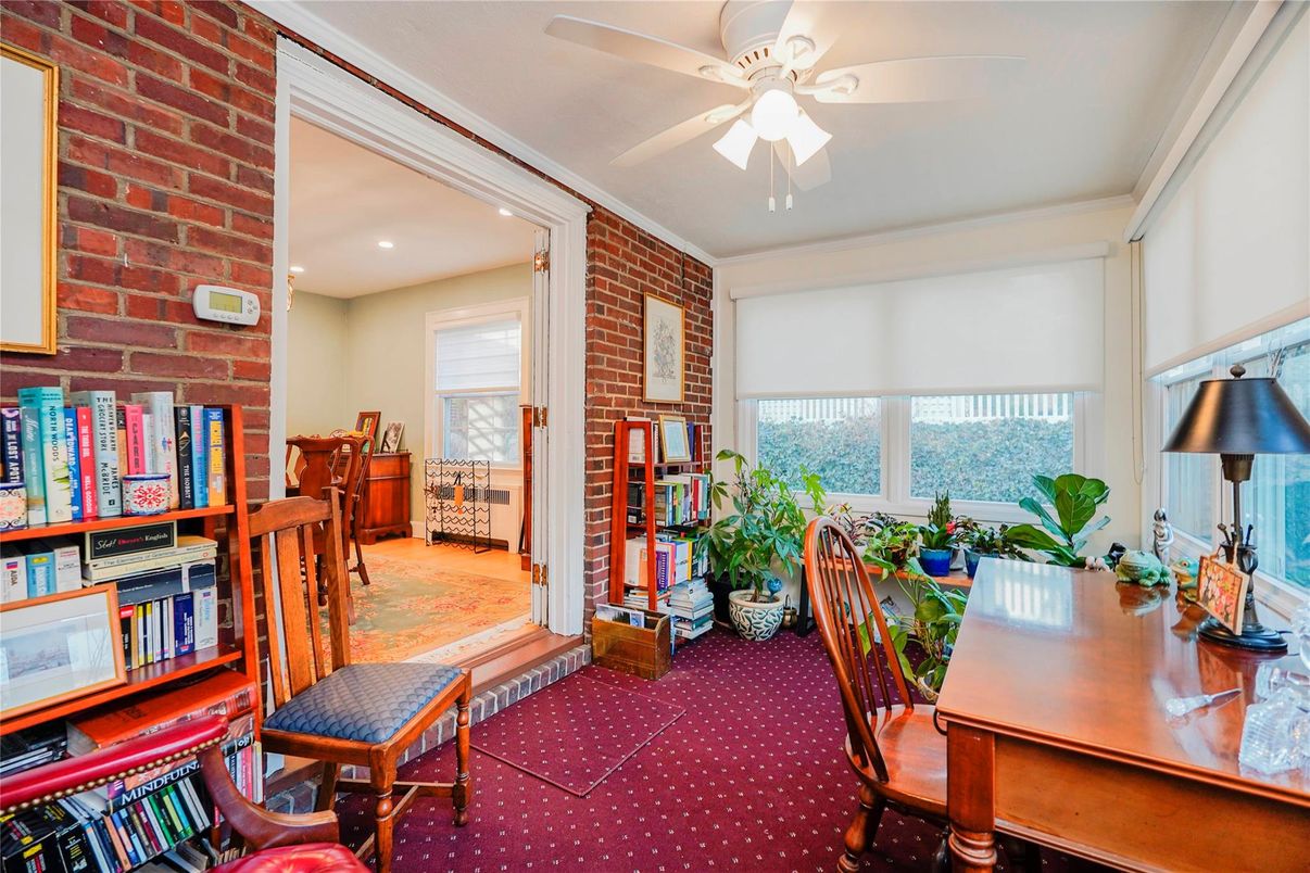 Home Office, Interior, Recessed Lighting, Stone Walls