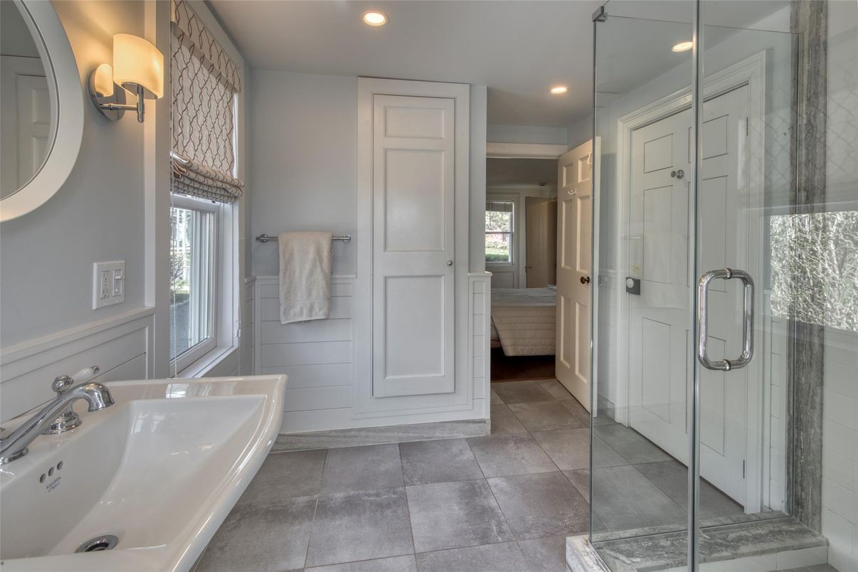 Bathroom, Glass Shower, Interior, Recessed Lighting