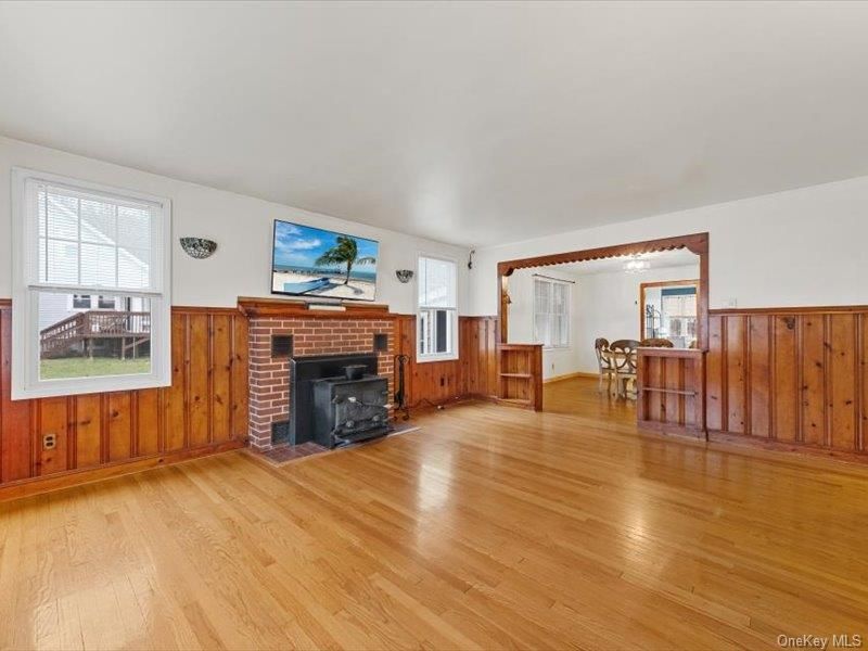 Dining room, Fireplace, Interior, Wood Texture Flooring