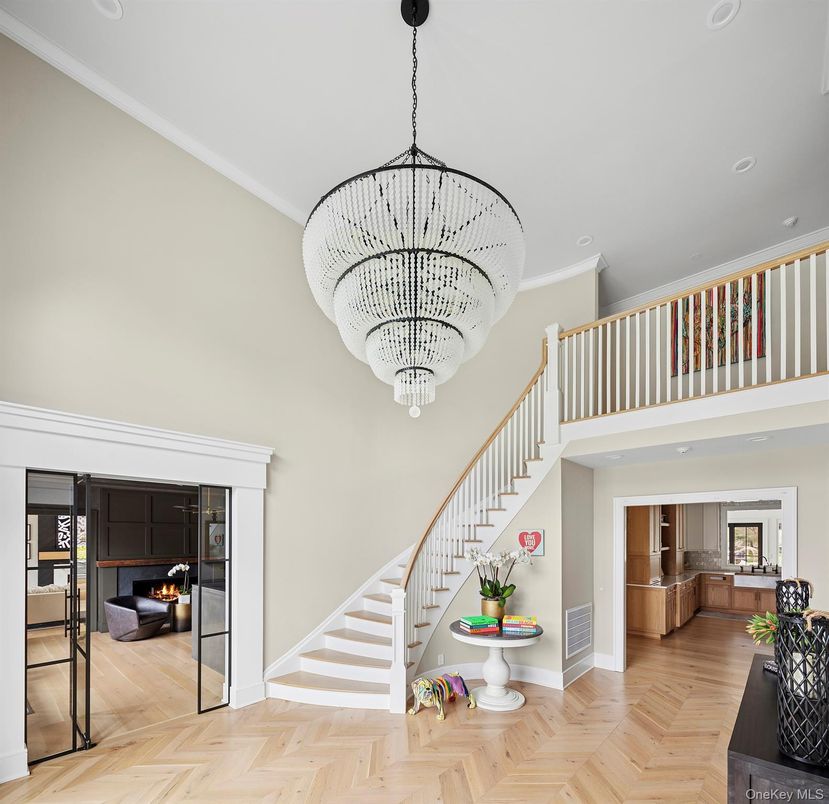 Chandelier, Interior, Pendant Lights, Recessed Lighting, Wood Texture Flooring