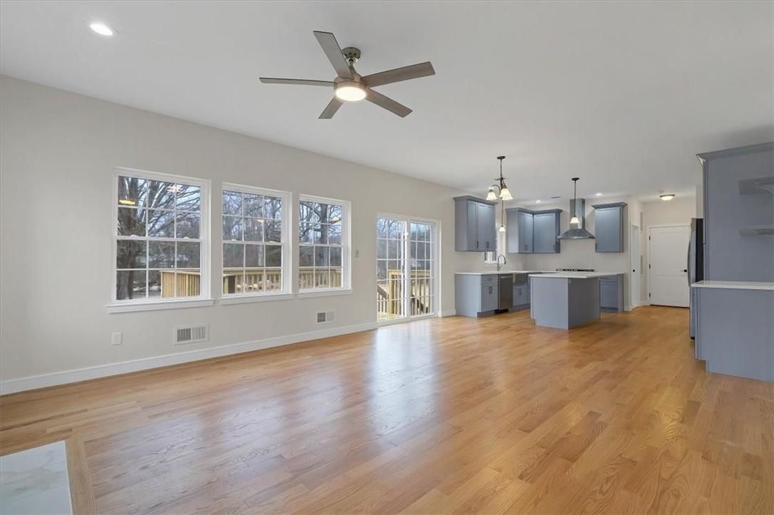 Interior, Kitchen, Pendant Lights, Recessed Lighting, Wood Texture Flooring