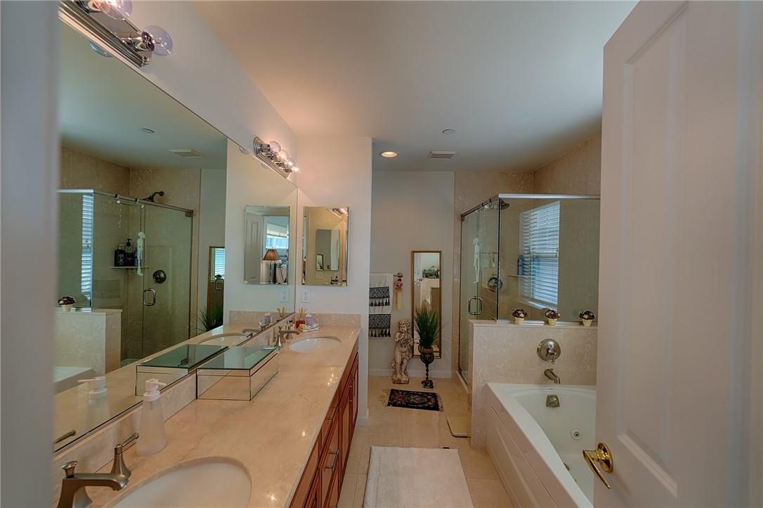 Bathroom, Dual Sink Vanities, Glass Shower, Interior, Recessed Lighting