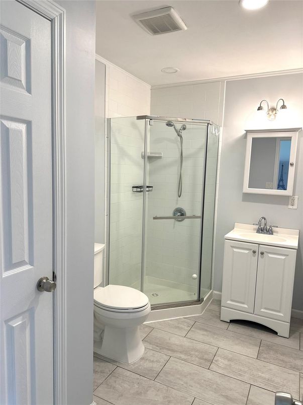 Bathroom, Glass Shower, Interior, Recessed Lighting