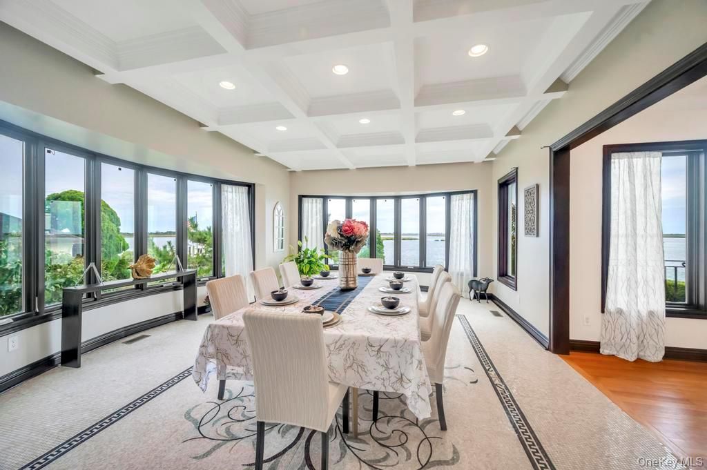 Dining room, Interior, Recessed Lighting, Water, Wood Texture Flooring