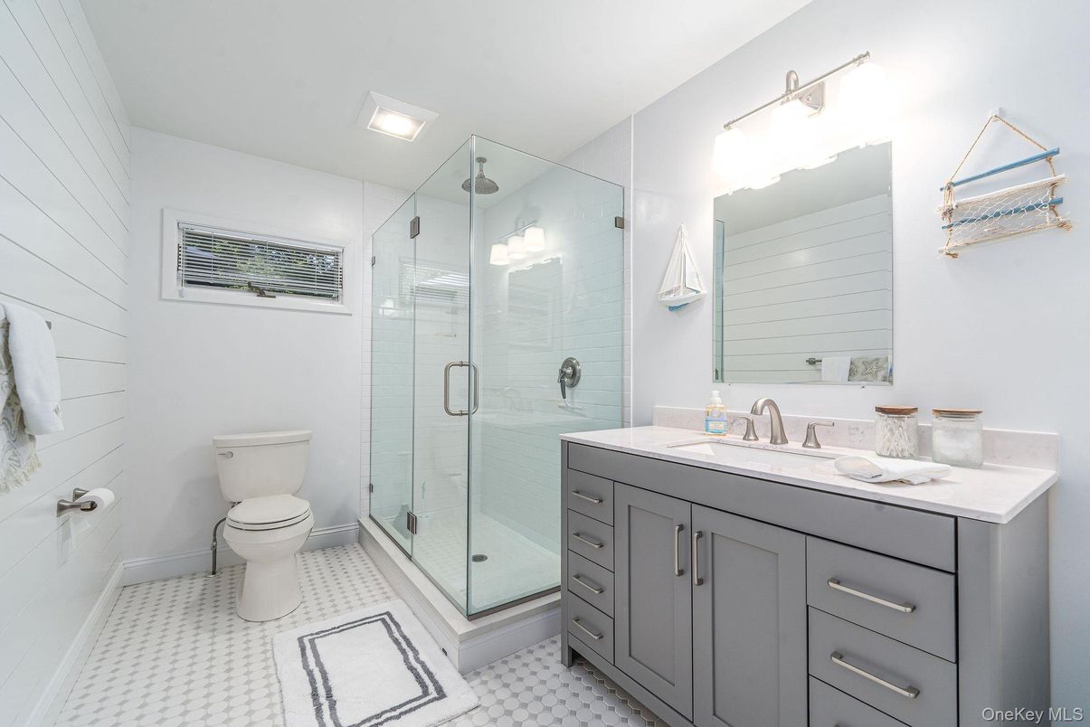 Bathroom, Dual Sink Vanities, Glass Shower, Interior, Recessed Lighting