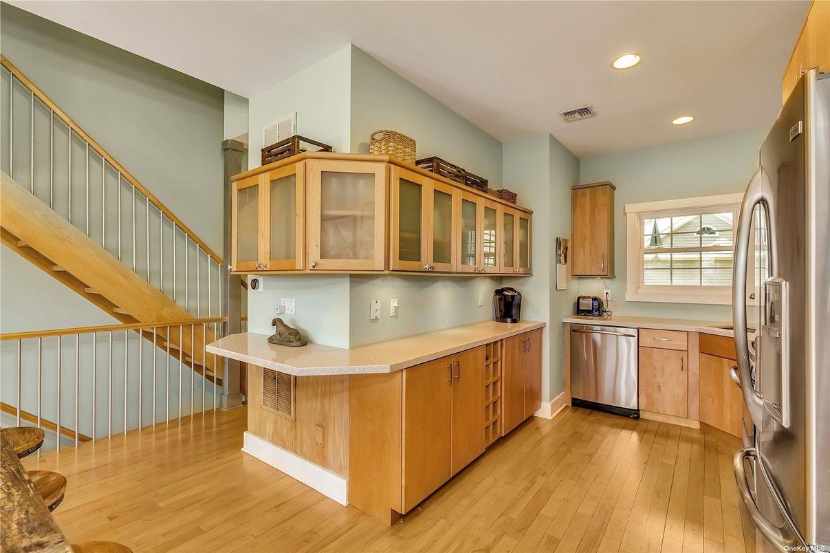 Interior, Kitchen, Recessed Lighting, Wood Texture Flooring