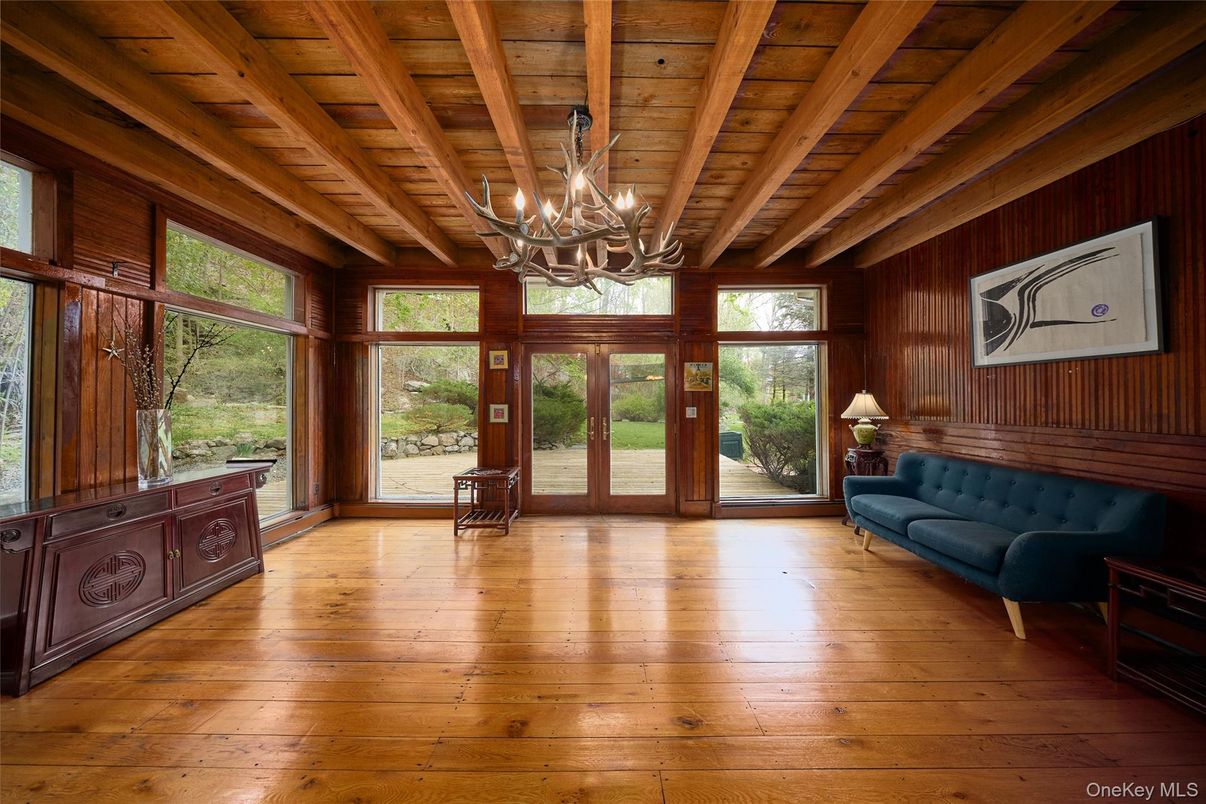 Chandelier, Empty room, Interior, Wooden Beams, Wooden Ceilings, Wood Texture Flooring, Wooden Walls