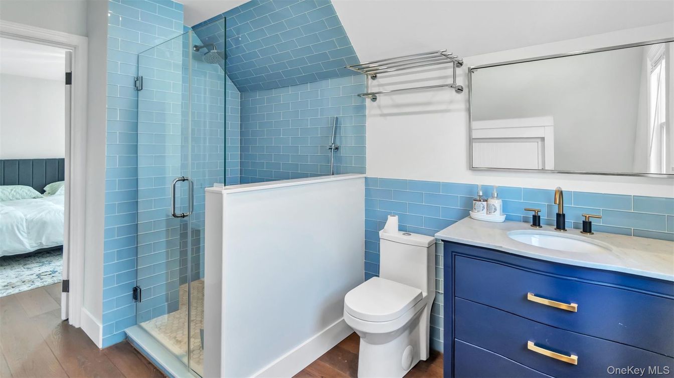 Bathroom, Bedroom, Glass Shower, Interior, Wood Texture Flooring