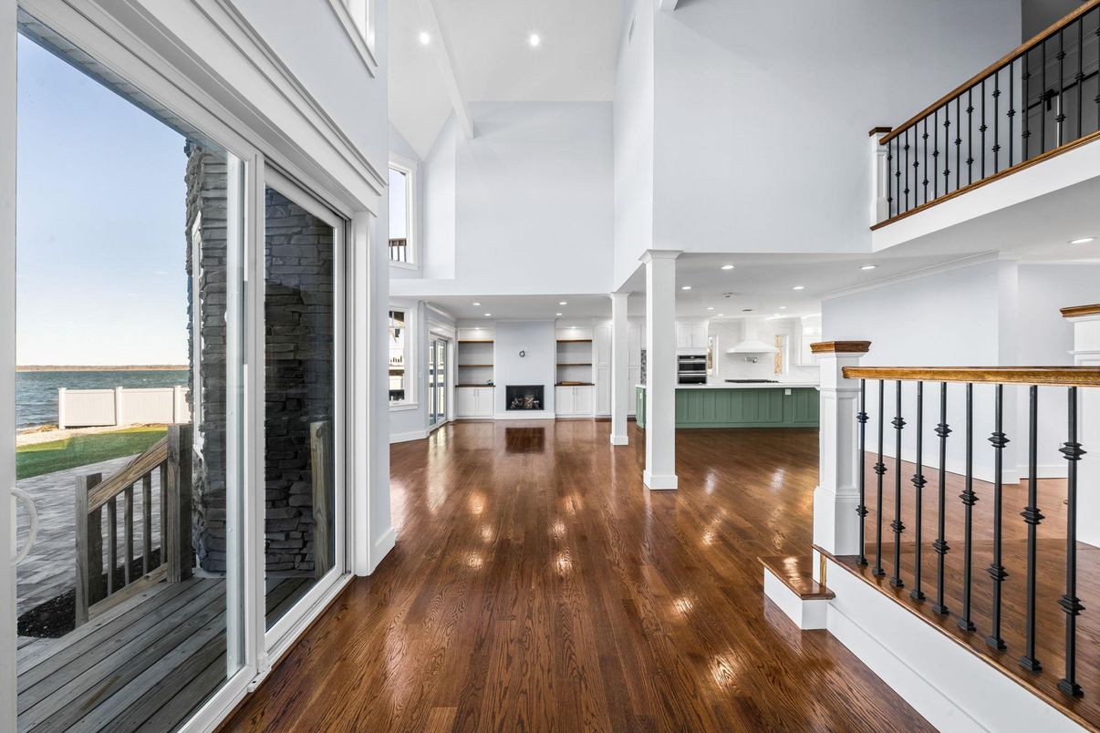 Fireplace, Interior, Recessed Lighting, Wood Texture Flooring