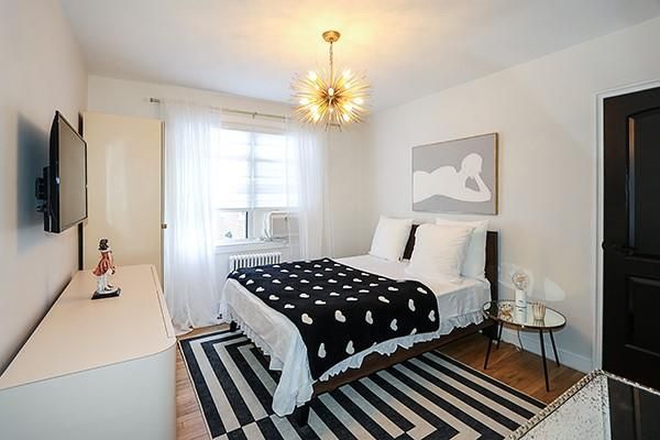 Bedroom, Interior, Pendant Lights, Wood Texture Flooring