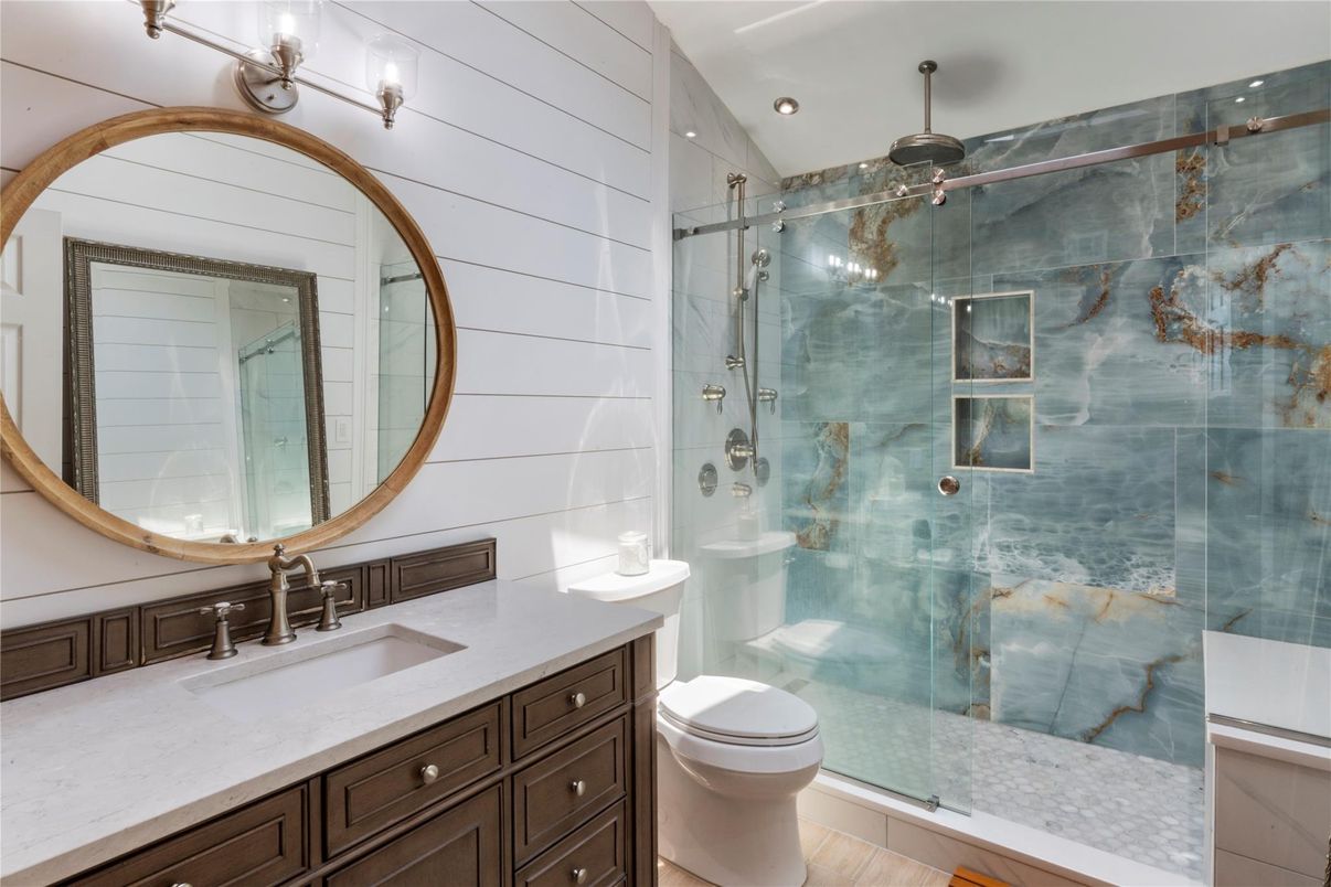 Bathroom, Glass Shower, Interior, Recessed Lighting