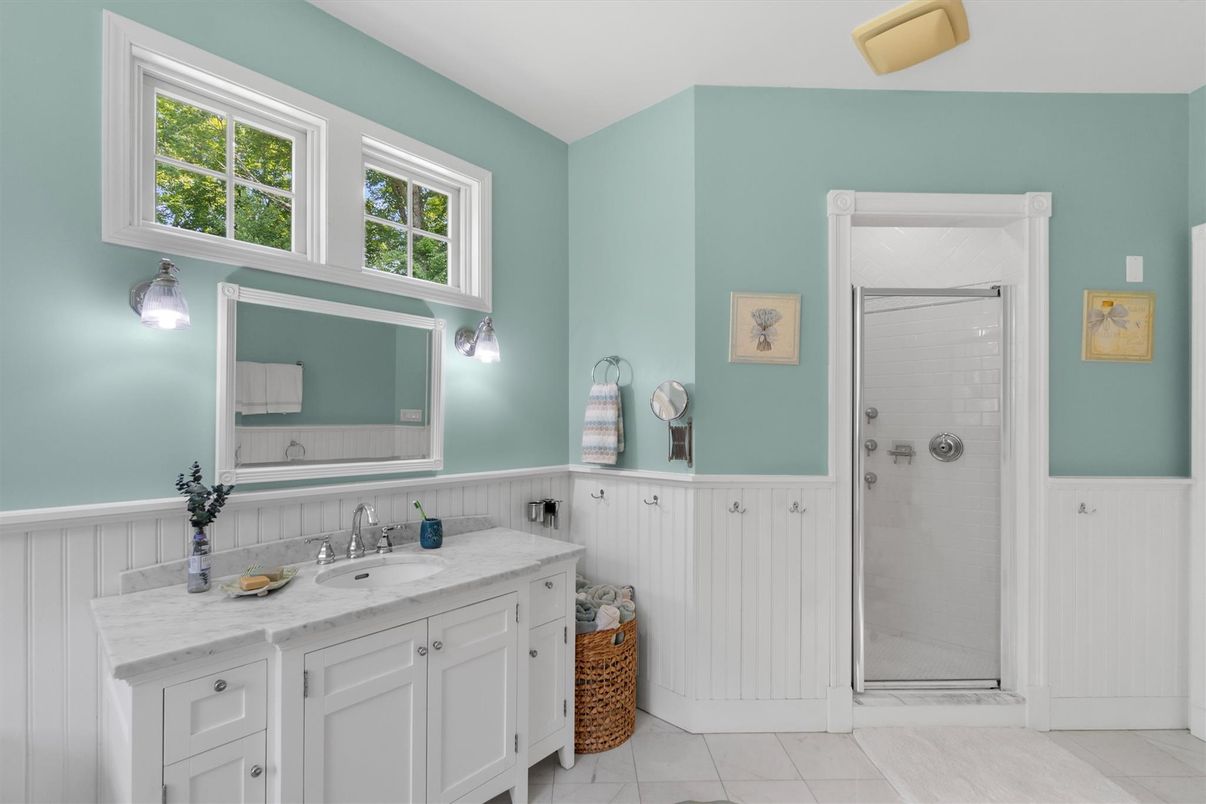 Bathroom, Dual Sink Vanities, Glass Shower, Interior