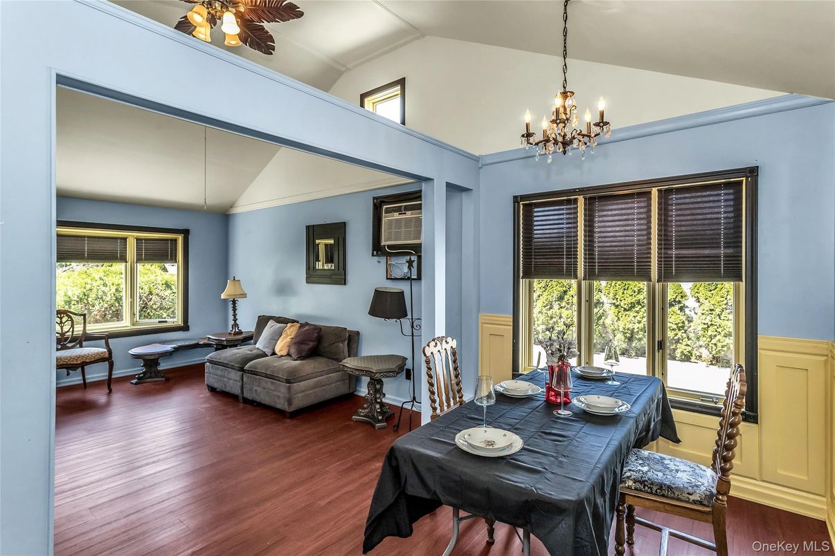 Chandelier, Dining room, Interior, Wood Texture Flooring