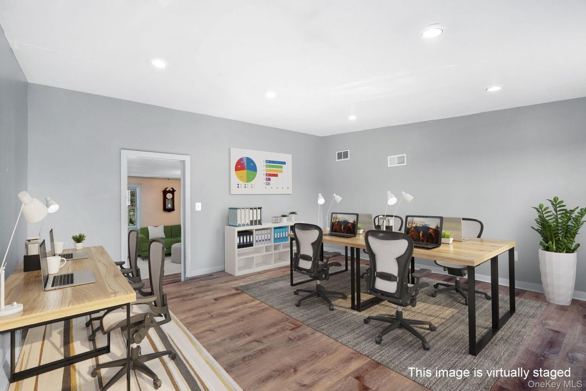 Home Office, Interior, Recessed Lighting, Wood Texture Flooring