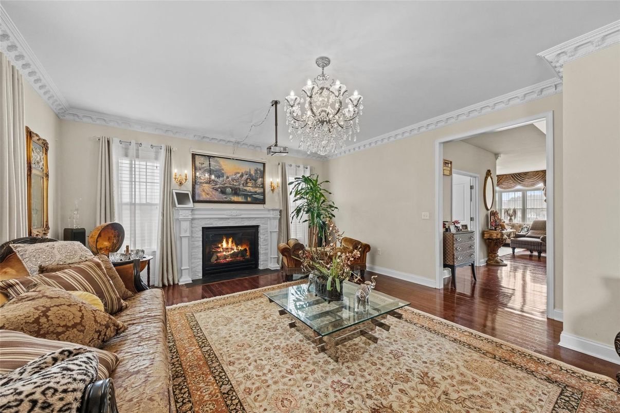 Chandelier, Fireplace, Interior, Living room, Wood Texture Flooring