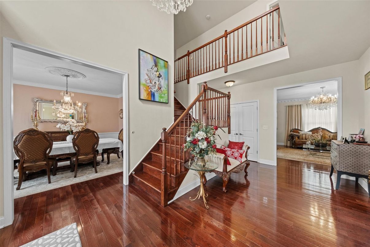 Chandelier, Dining room, Interior, Wood Texture Flooring