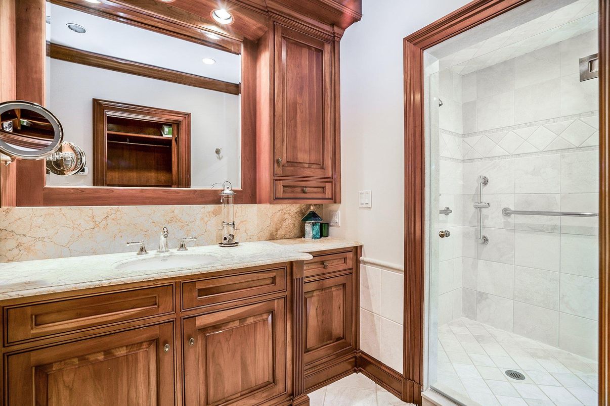 Bathroom, Glass Shower, Interior, Recessed Lighting