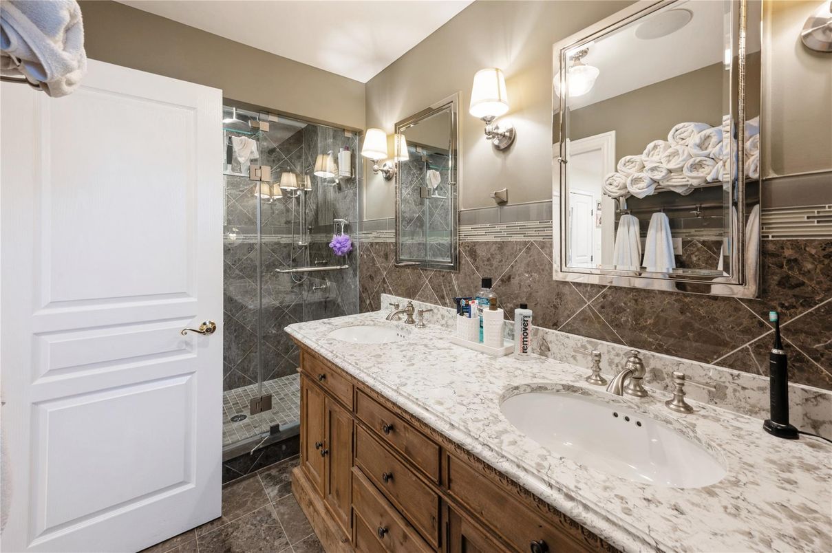 Bathroom, Dual Sink Vanities, Glass Shower, Interior