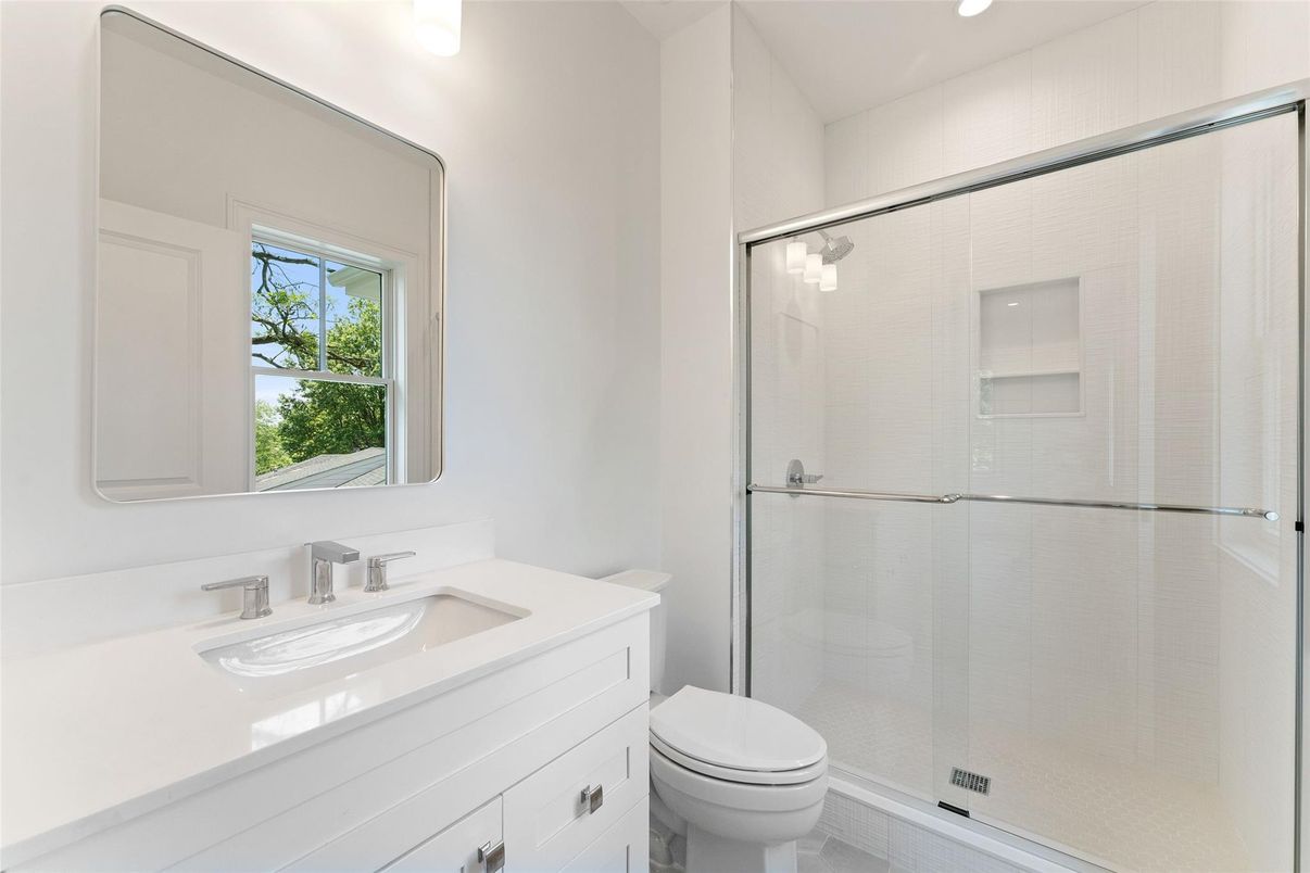 Bathroom, Glass Shower, Interior, Recessed Lighting