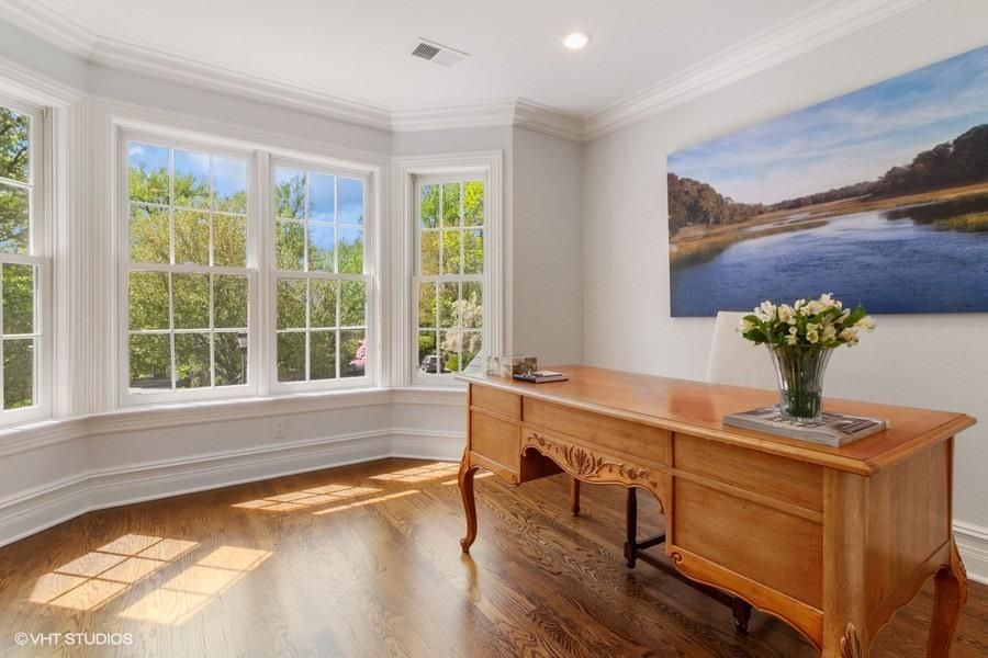 Home Office, Interior, Recessed Lighting, Wood Texture Flooring