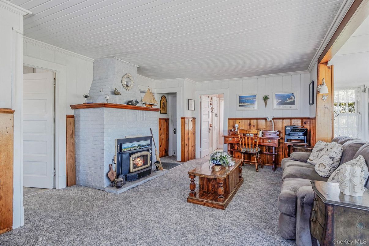 Fireplace, Interior, Living room, Piano, Stone Walls