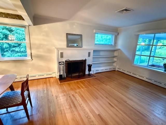 Fireplace, Interior, Wood Texture Flooring