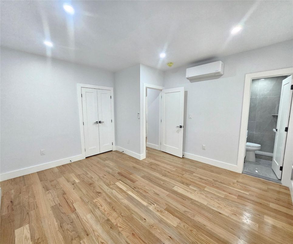 Bathroom, Empty room, Interior, Recessed Lighting, Wood Texture Flooring