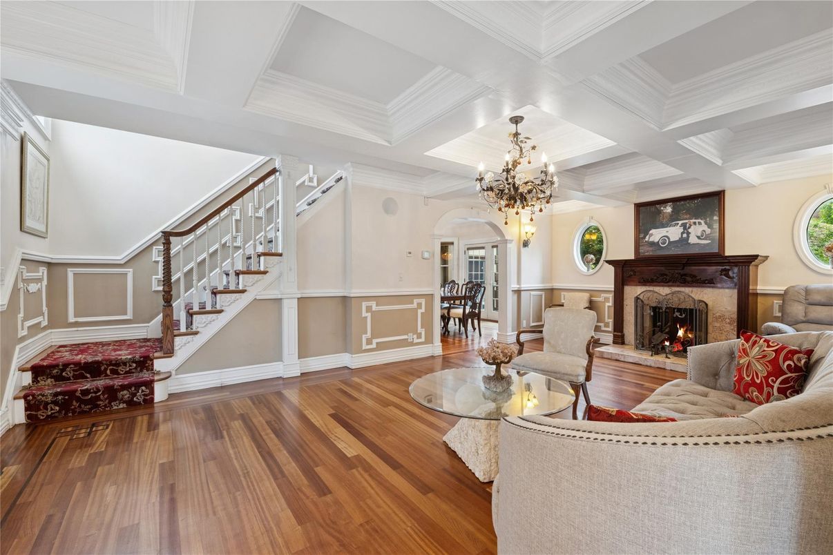 Chandelier, Fireplace, Interior, Living room, Wood Texture Flooring
