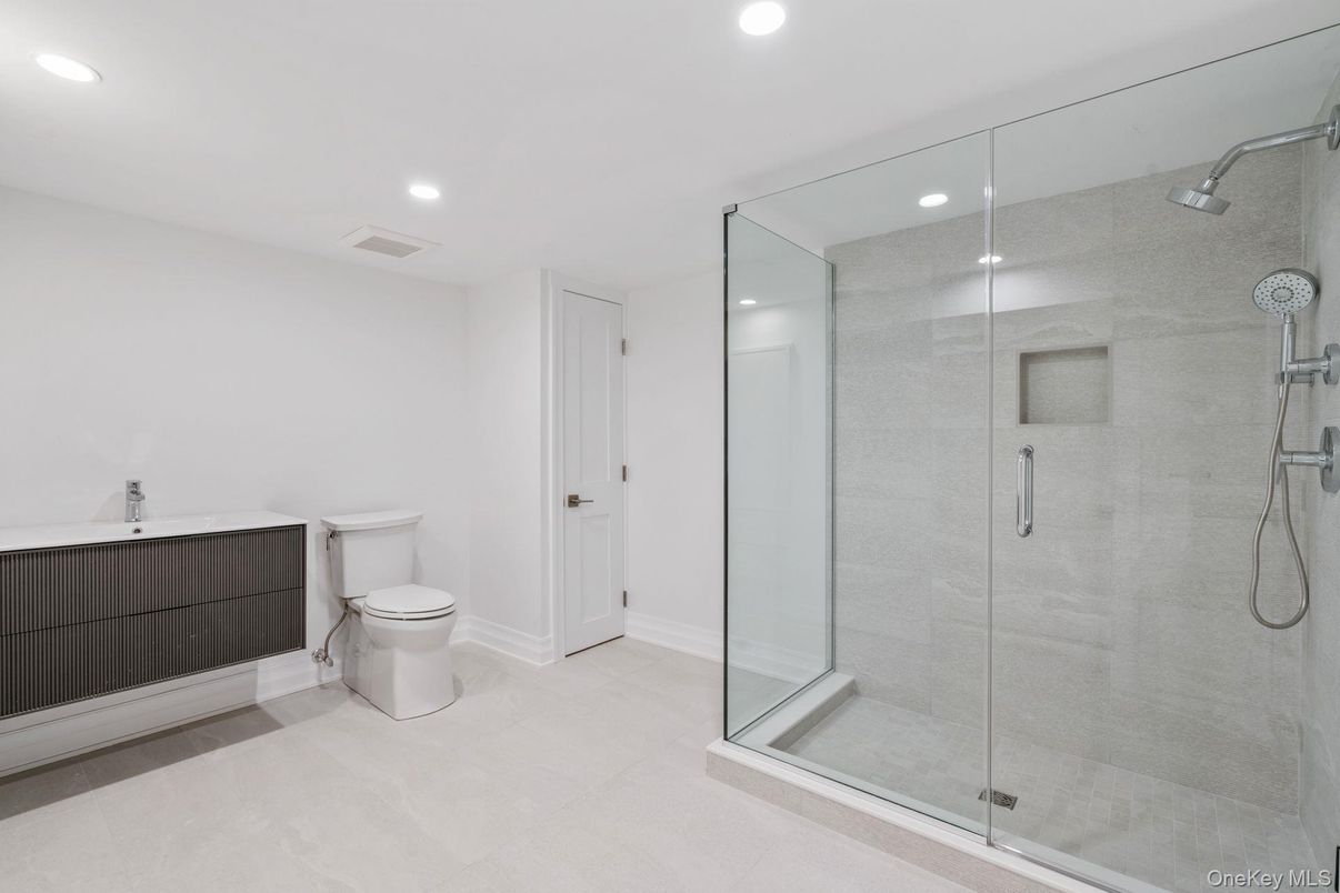 Bathroom, Glass Shower, Interior, Recessed Lighting