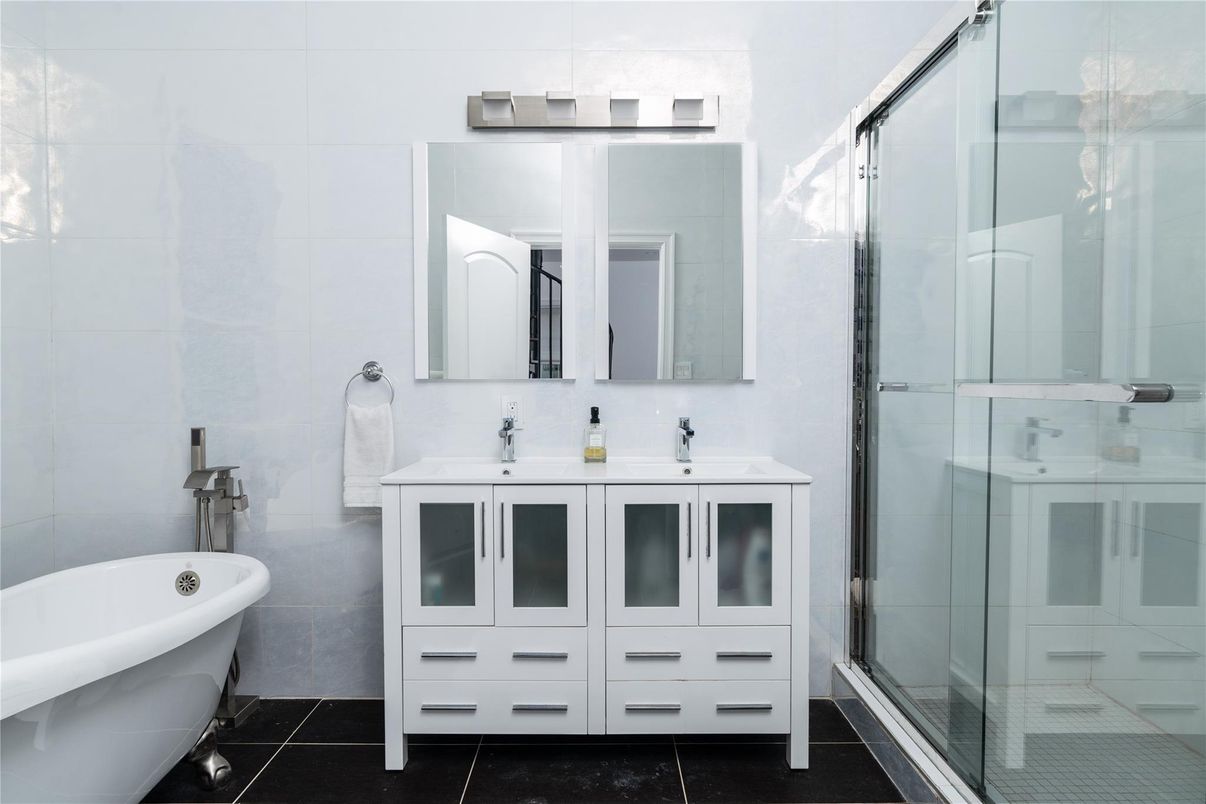Bathroom, Dual Sink Vanities, Free Standing Baths, Glass Shower, Interior