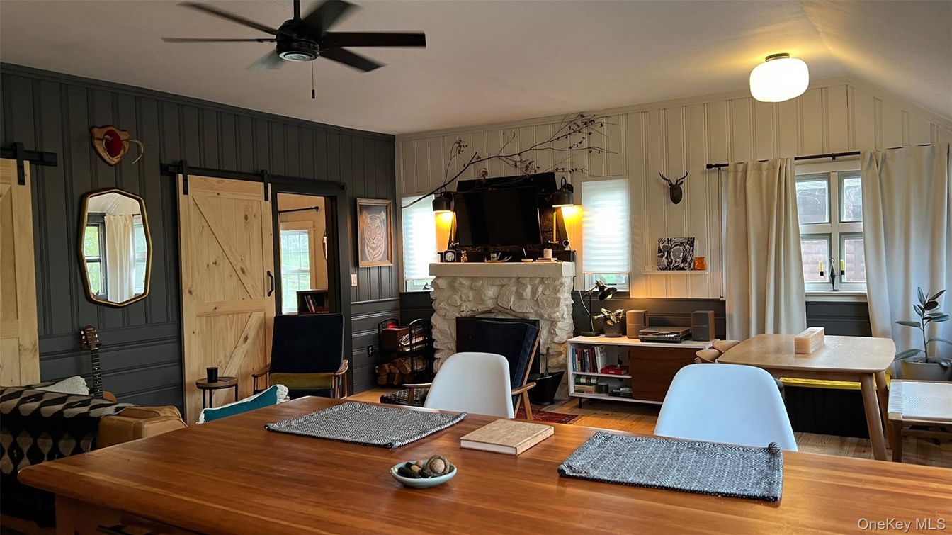 Fireplace, Home Office, Interior, Wood Texture Flooring