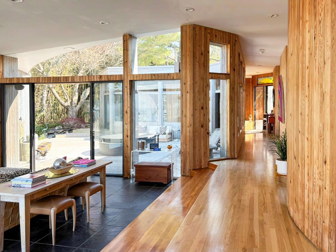 Interior, Recessed Lighting, Wood Texture Flooring, Wooden Walls