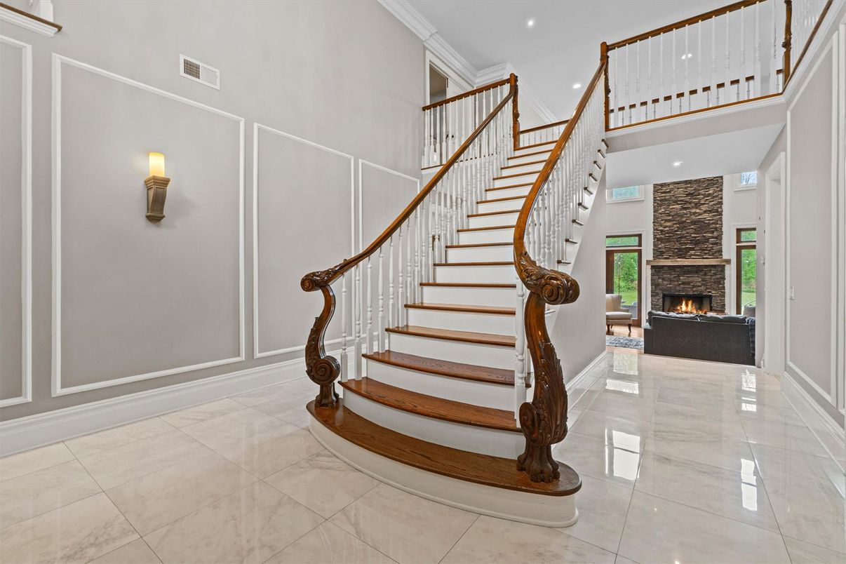 Fireplace, Interior, Marble, Recessed Lighting